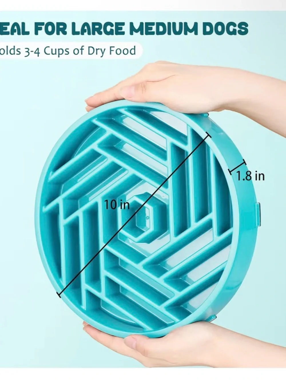 Round 10” Slow Feeder Dog Bowl in Teal